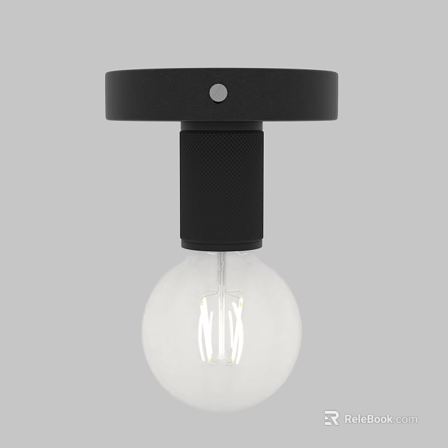 Modern Black Minimalist Pendant Light With Transparent Bulb And Metal Ceiling Mount 3d model 