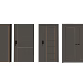 Four Gray Swing Doors With Different Designs On White Wall 3d model