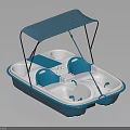 Blue And White Wooden Pedal Boat With Canopy Two Seats And Classic Design