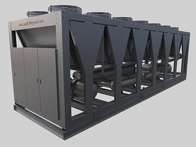 Industrial Air Cooled Chiller System With Multiple Fans And Black Metal Frame 3d model