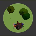 Cute Raccoon Sitting On Tree Stump With Pine Trees Backpack And Mushrooms
