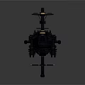 Futuristic Interstellar Spacecraft With Detailed Hull Engines And Command Tower