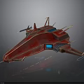 Red Futuristic Spaceship With Aerodynamic Wing Structures For Cosmic Exploration Missions 3d model