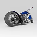 Stylish Blue And Silver Modern Motorcycle With Streamlined Body And Wide Rear Wheel