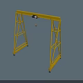 Yellow Gantry Crane With Metal Frame Wheels And Industrial Lifting Hoist