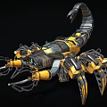 Mechanical Scorpion With Yellow And Black Color And Mechanical Legs Claws And Tail
