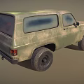 Green Vintage Off-Road SUV With Large Tires And Rustic Retro Design Elements 3d model