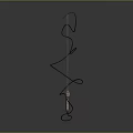Decorative Sword With Red Stripes And Black Wires On Metal Stand