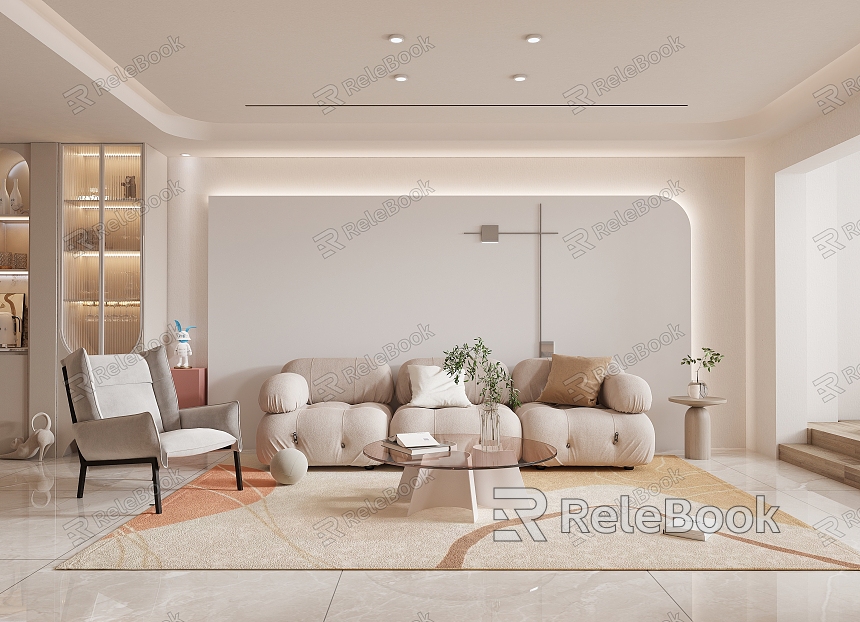 Modern living room cream model