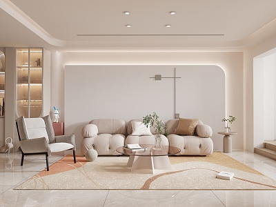 Modern living room cream model