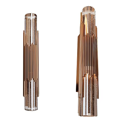 Modern Copper Wall Lamps With Crystal Accents And Striped Frames 3d model