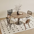 Round Dining Table and Chair Combination Single Chair 3d model