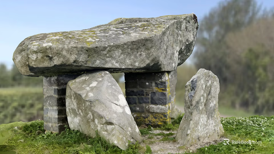 Ancient Megalithic Stone Structure With Large Slab And Supporting Stones Outdoor 3d model 
