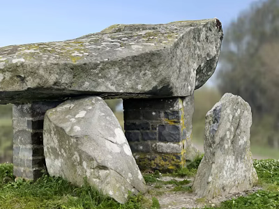 Ancient Megalithic Stone Structure With Large Slab And Supporting Stones Outdoor 3d model