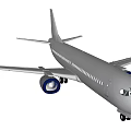 Silver Colored Commercial Airplane With Blue Engines