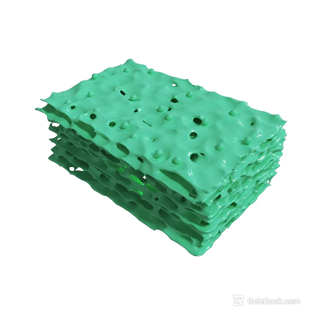 Green 3D Printed Porous Layered Structure With Multiple Holes And Stacked Layers 3d model