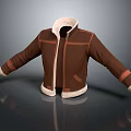 Brown Jacket With White Fur Collar Warm Lining And Red Trim Stylish Winter Design