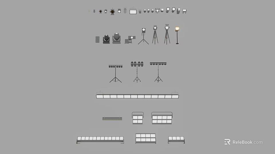 Modern Home Lighting Fixtures Set With Floor Lamps Table Lamps And Track Lights 3d model 