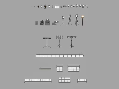 Modern Home Lighting Fixtures Set With Floor Lamps Table Lamps And Track Lights 3d model