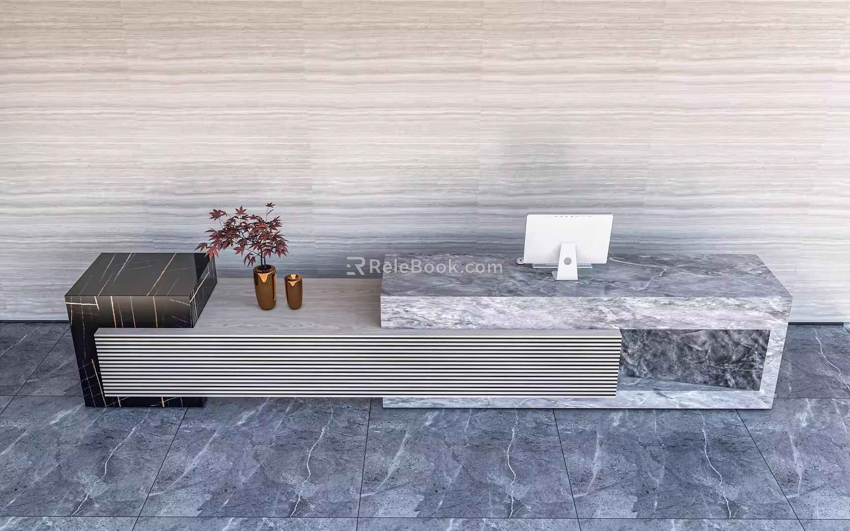 Modern Reception Desk Front Desk Bar Desk Chandelier Sculpture Hall Front Hall 3d model