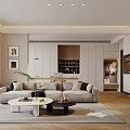 Modern Living Dining Room Interior Design With Sofa Coffee Tables Artwork And Lighting
