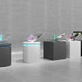 Modern Display Cabinets Black White With Transparent Covers LED Lights Different Shapes For Exhibits