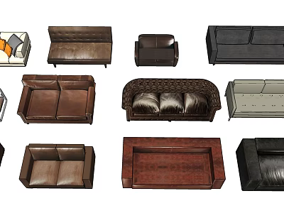 Modern Sofa Set Collection With Various Leather Styles And Colors 3d model
