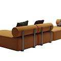 Stylish Orange Modular Sectional Sofa With Gray Cushions And Modern Design 3d model