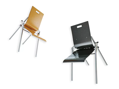 Orange and Black Office Chair With Metal Legs and Modern Design 3d model