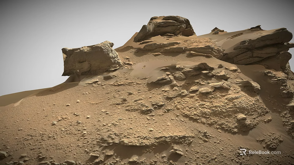 Mars Landscape With Rocky Formations Sandy Terrain And Natural Geological Features 3d model 