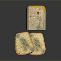 Sliced Moldy Bread With Green And Orange Mold Spots On Surface