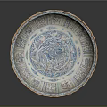 Ceramic Pedestal Bowl With Traditional Blue And Colorful Floral Patterns For Home Use