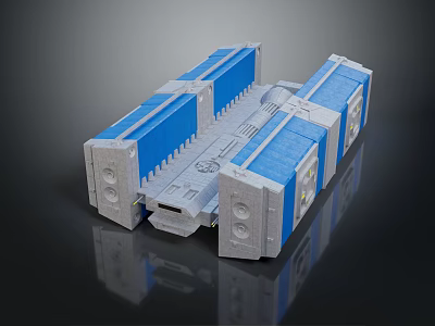Blue And White Modular Spacecraft Model With Detailed Structural Design 3d model