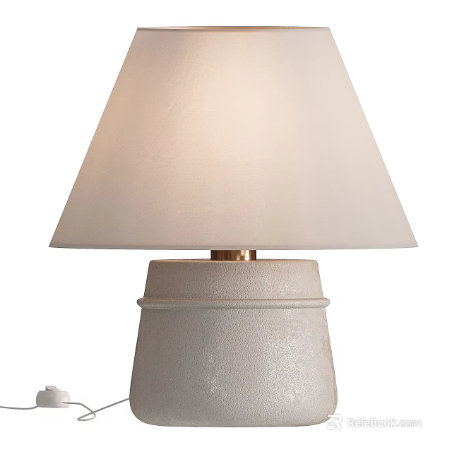 Elegant Modern Table Lamp With Textured Ceramic Base And White Fabric Shade 3d model 