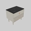 Modern White Nightstand With Black Marble Top Gold Tapered Legs And Ribbed Drawer