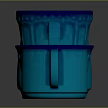 Four Blue Cups With Various Sizes Different Designs And Textured Surfaces On Grey Background 3d model