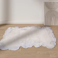 Soft Light Colored Shaped Rug With Cloud Like Irregular Edge Design For Modern Living Room 3d model
