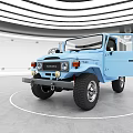 Blue Toyota Classic Off Road Vehicle With Large Tires And Retro Design