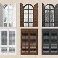 medieval vintage blinds window casement window blinds floor-to-ceiling windows 3d model