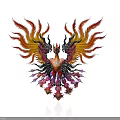 Mythical Phoenix With Flame Like Wings And Colorful Feathers In Standing Pose