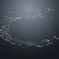 Stunning Water Fountain With Ring Shaped Water Splash Against Black Background