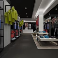 Modern Clothing Store Interior With Display Racks Apparel And Wall Posters