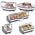 Commercial Refrigerated Display Freezers With Transparent Glass Doors And Food Storage Shelves