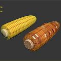 Fresh Bright Yellow and Orange Corn Cobs on Dark Reflective Surface