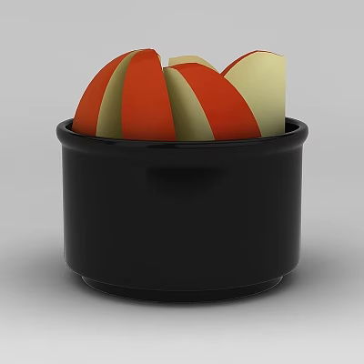 Stylish Black Cup with Orange and Beige Slices Inside Modern Setting 3d model