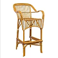 Rattan Bar Stool with Woven Design and Armrests for Home Kitchen or Patio Decor
