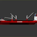 3D Render Of Red Cargo Ship With OCEANET Branding And Cranes