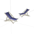Blue and White Striped Folding Lounge Chairs with Metal Frame for Outdoor Use