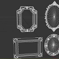 Decorative Wall Mirrors with Ornate Frames in Various Shapes and Designs 3d model