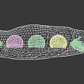 Colorful Playground Equipment With White Curved Canopy And Hanging Purple Green Yellow Pods